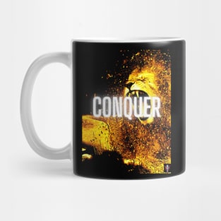 Conquer Motivational Lion Pop Art Mug